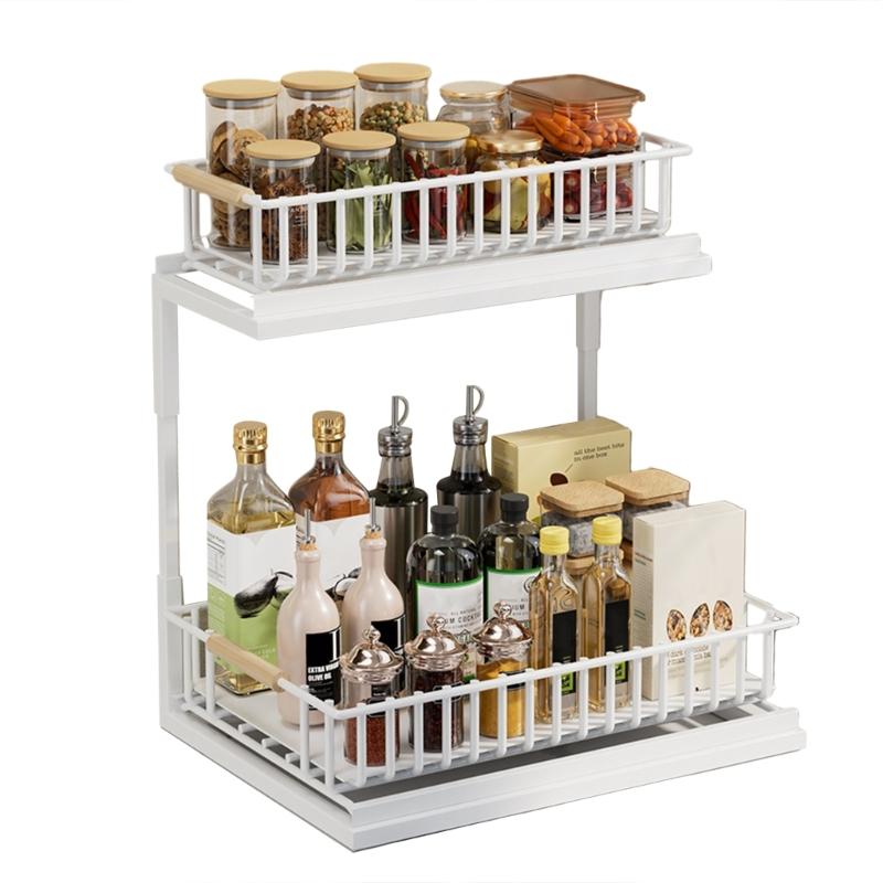 Raft glisant multifuncțional Raft convenabil sub chiuvetă Raft robust din oțel carbon Raft versatil glisant pentru condimente