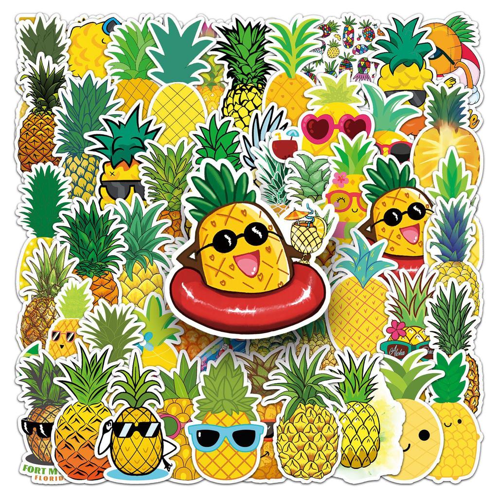 50 Pineapple Fruit Stickers for Scooter, Luggage, Laptop, Car, Motorcycle, and Stationery Decoration