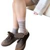 The Classic and Retro Striped Striped Striped Mid-calf Socks In Early Autumn Are Versatile and Can Be Paired In Different Colors