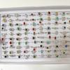 10Pcs Fashion trend four-claw zirconia ring, women's colored alloy ring, retro crystal ring