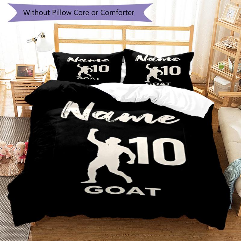 3pcs Custom Name 10 Bedding Set Duvet Cover Closure Includes 1 Duvet Cover & 2 Pillowcases, Soft and Comfortable for All Seasons.
