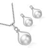 Women Necklace Earrings Set Simple Elegant Temperament Alloy Silver Chain Pearl Necklace and