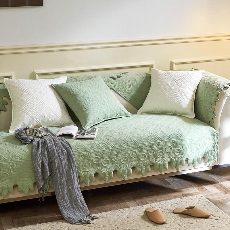 Neues Sofa-Kissen aus reiner Baumwolle für alle Jahreszeiten, rutschfestes und katzenkratzfestes Kissen, leichter Luxus Sofaüberwurf Abdecktuch