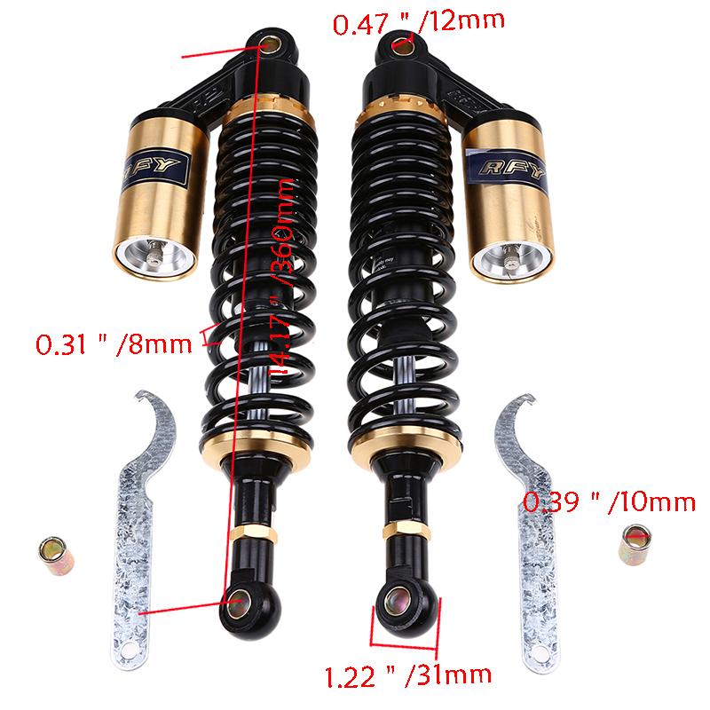 

320mm 340mm 360mm 380mm 400mm Universal U Type/Round Hole Air Shock Absorber Rear Suspension Spring Scooter DirtBike Gokart Quad ATV Motorcycle 360mm Round Hole-2