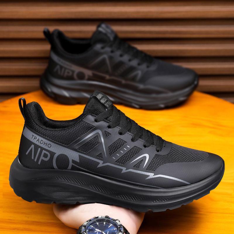 Men s 2026 Four Seasons Flyknit Mesh Running Shoes - Stylish, Soft Sole, Athletic & Casual 39 черный серый