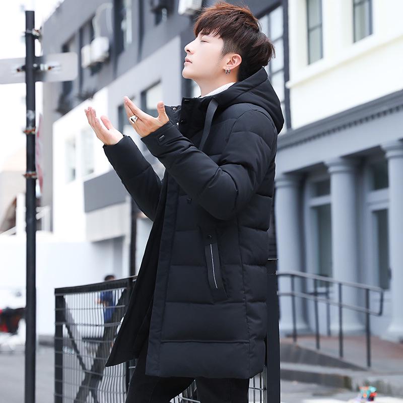 Large Size Men's Jacket Men's Cotton-padded Jacket Medium and Long Casual Hooded Cotton-padded Jacket Men's Thickened Jacket