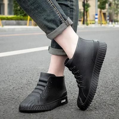 FashionWear-resistant Pvc Waterproof and Non-slip Rain Boots for Men Work Comfortable Rainy Day Low-heel Wide Toes Man Shoes Rubber Mud