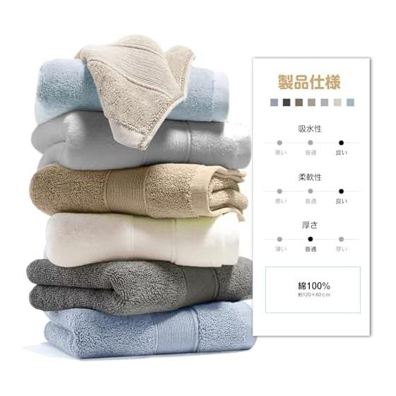 Artifi 4-Piece Bath Towel Set, 100% Cotton, Nordic Style, Thin, Quick-Dry, Highly Absorbent, Lint-Free, Colorfast, Soft & Fluffy Texture, Large Size