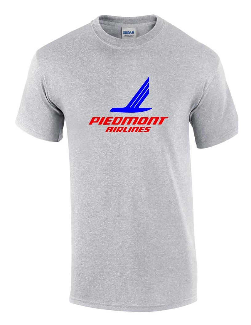 Piedmont Airlines Red Blue Logo US Aviation Geek Sport Gray Cotton T-Shirt S