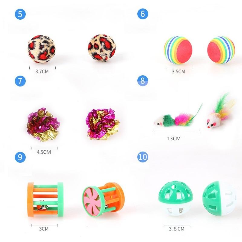 12ks/sada Míčová myš Hračky pro kočky Domácí mazlíčci Příslušenství Peří Hra Dráždidlo Hůlka Hračky pro kočku Zvonek Interaktivní hračka Sada potřeb pro domácí mazlíčky