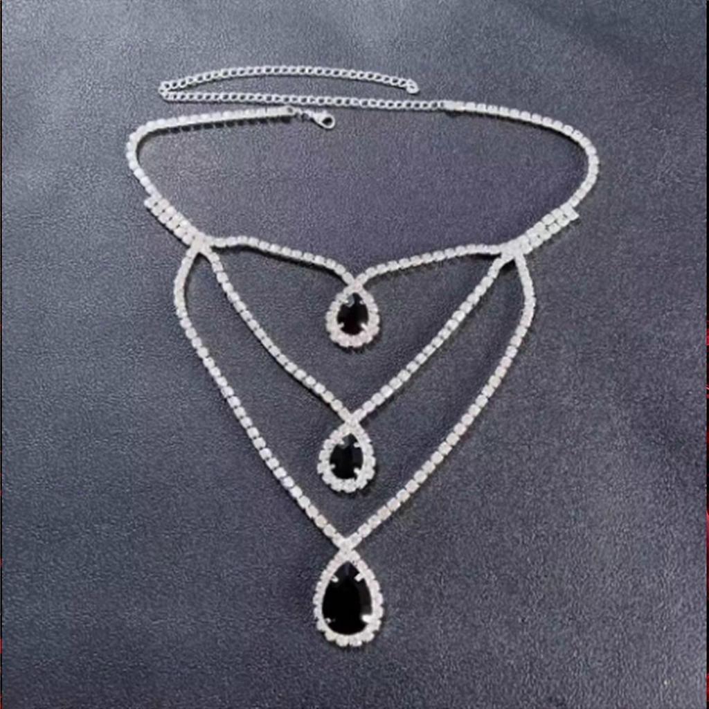 Elegant Necklace Thick Chain Necklace Crystal Water Drop Necklace Pendant Necklace Perfect for Stylish Women Present