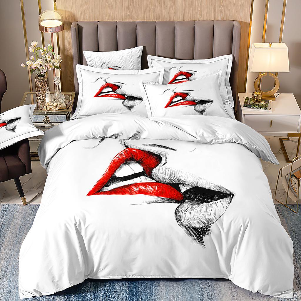 Home Textiles Eyes Eyelashes Mouth 3D Printing Four-Piece Quilt Cover Three-Piece Duvet Cover
