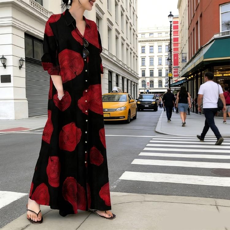 Printed Abayas Kaftans for Women Girls Elegant Dubai Moroccan Kaftan Dresses Abayas Fashion Long Sleeve Muslims Dresses