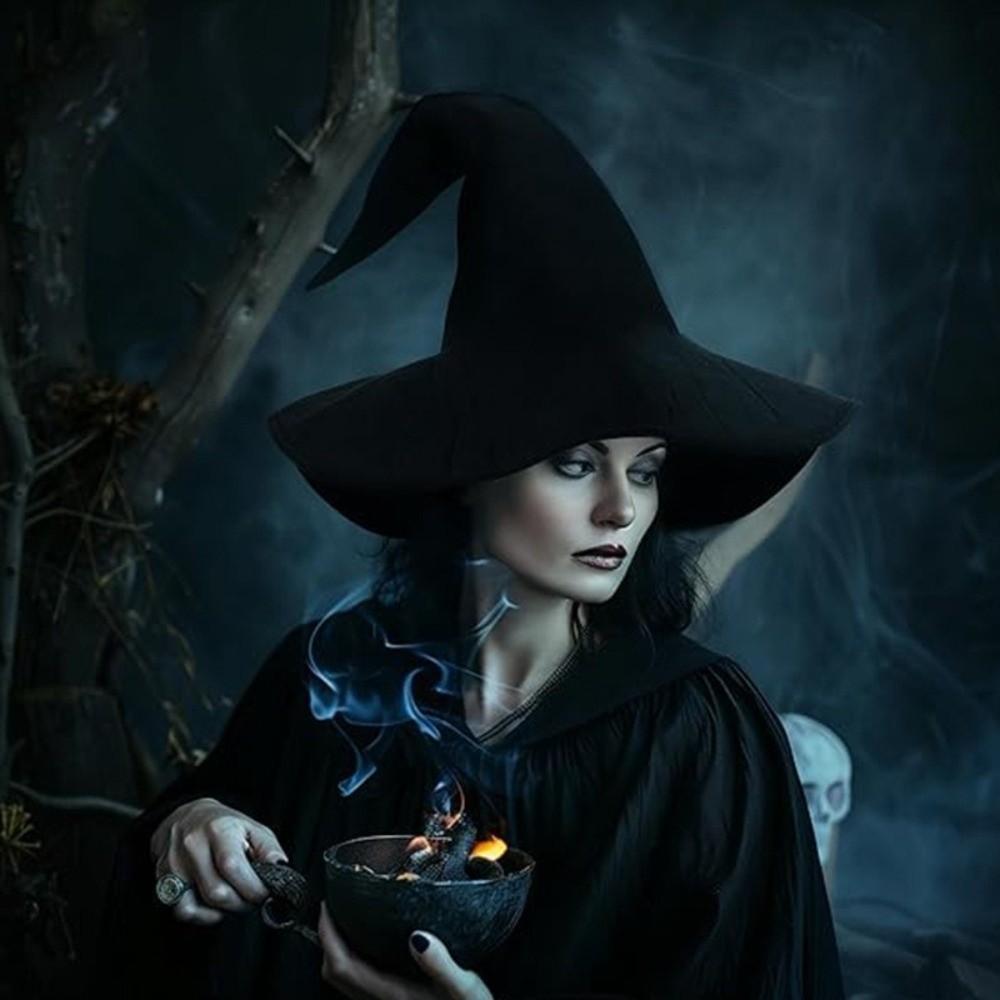 Velký Široký Okraj Čarodějnický Klobouk Gotický Cosplay Čarodějnická Čepice Halloween Kouzelnická Čepice Role Play