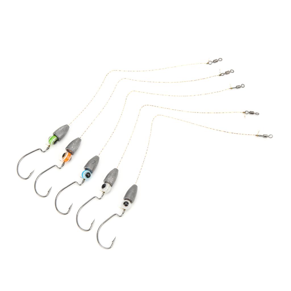 Fish Hooks Fishing Lures Jig Nylon Line with 3D Eye Ball Stainless Steel for Freshwater Saltwater Bass Trout Crappie