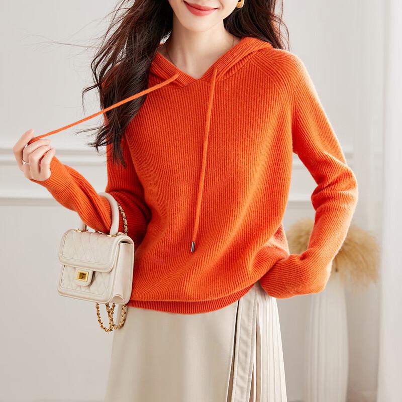 Srcr Women's 100% Wool Hooded Loose Sweater