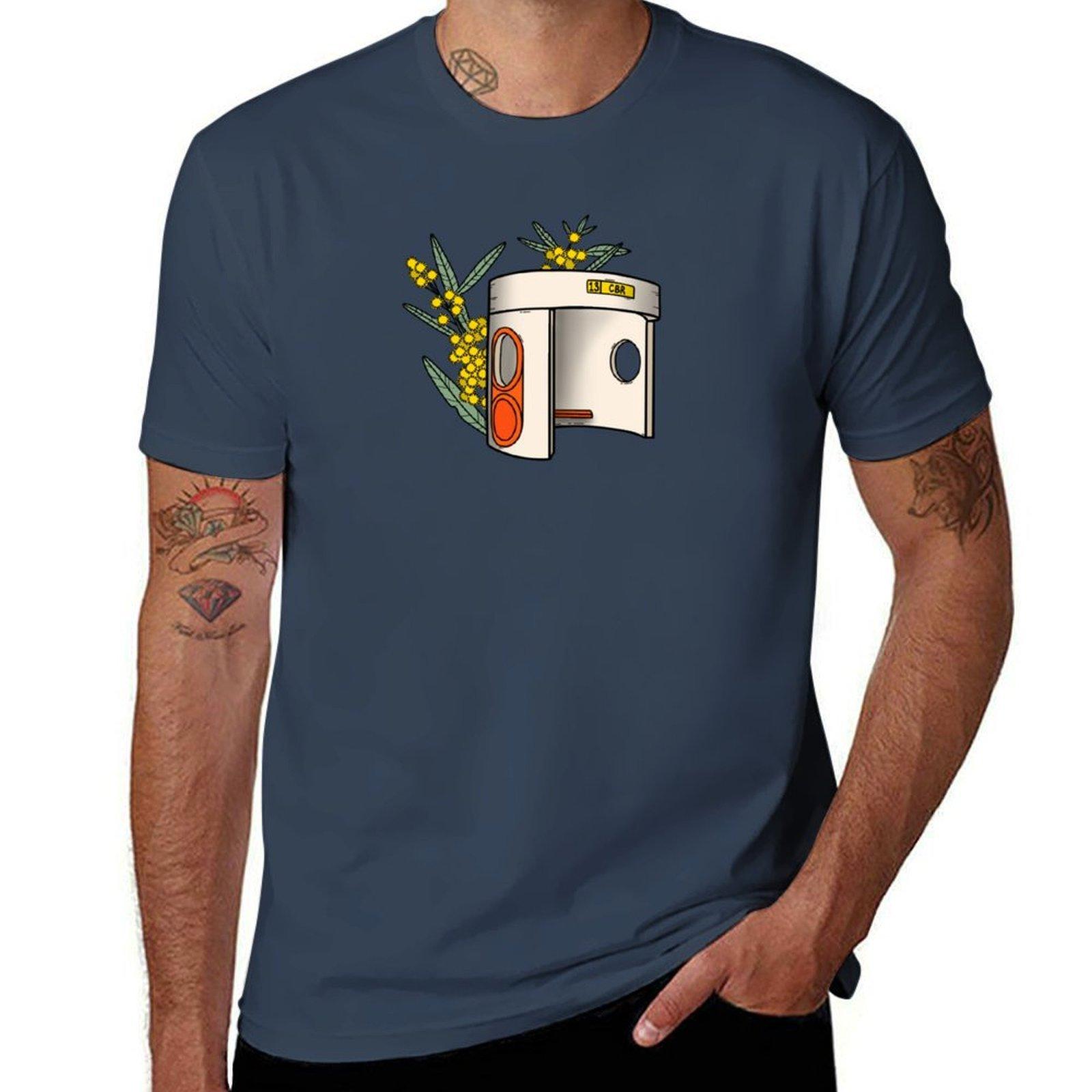 Canberra Bus Stop with Wattle Flowers TShirt Active Wear Sports TShirt for Unisex S