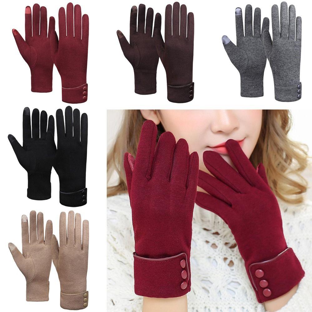 Fleece Lined Winter Warm Gloves Windproof Cold Proof Full Finger Gloves Comfortable Touch Screen Gloves