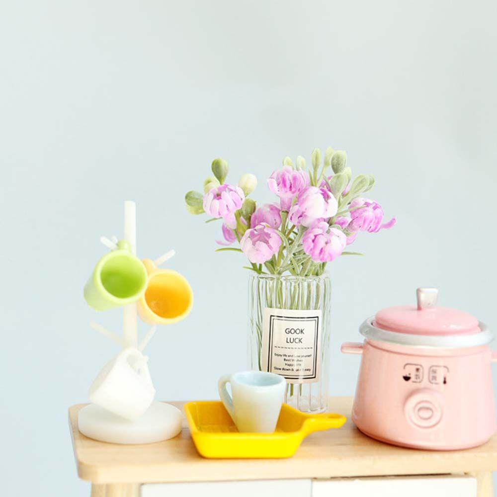 Flower Vase Jasmine Flower Vase Dollhouse Accessories Simulation Potted Plants 1:12 Dollhouse Miniature  House Decoration