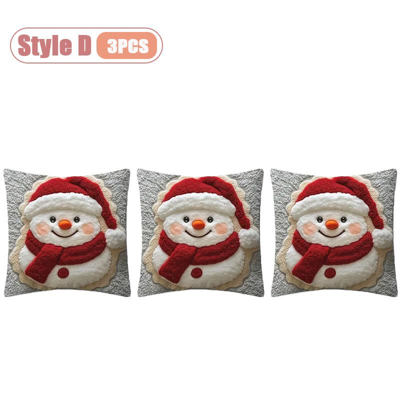 1-10PCS Christmas Pillow Cover Snowman and Reindeer Digital Print Sofa Cushion for Home Office and Living Room Holiday Decor