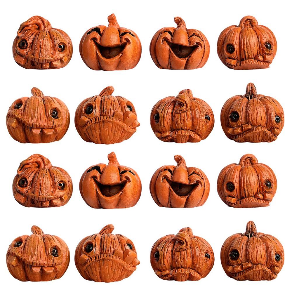 

16Pcs Creative Miniature Halloween Decor Resin Resin Pumpkin Statue Office Desktop 16Pcs