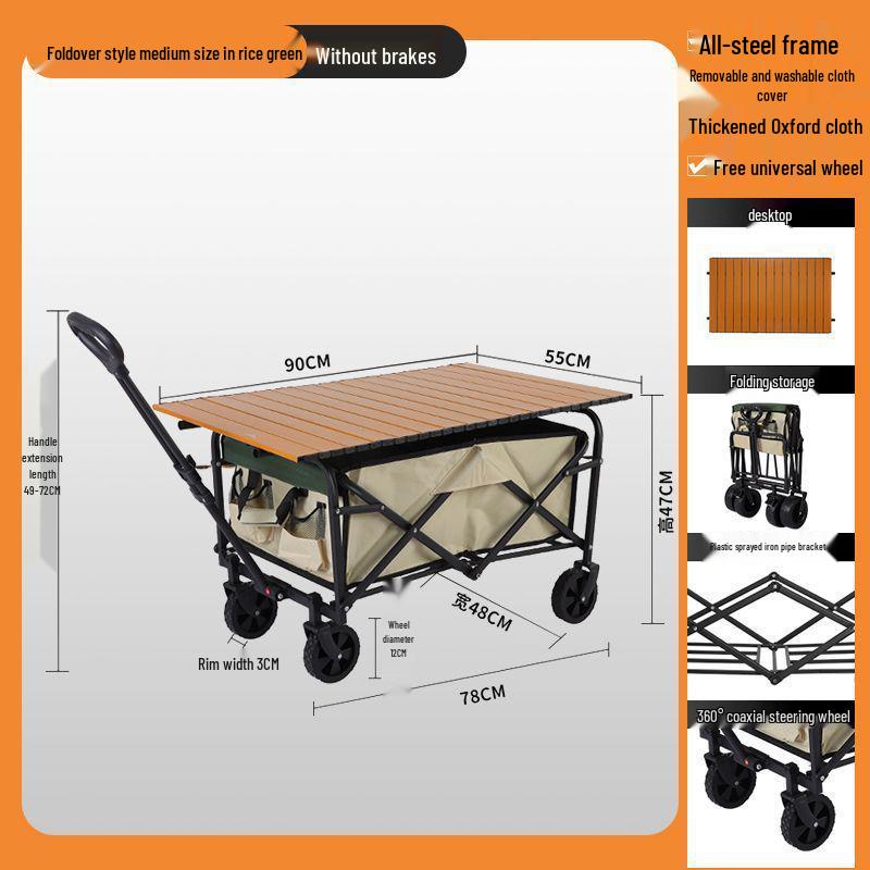 2025 Foldable Outdoor Camping Cart - Lightweight Picnic and Campsite Trolley
