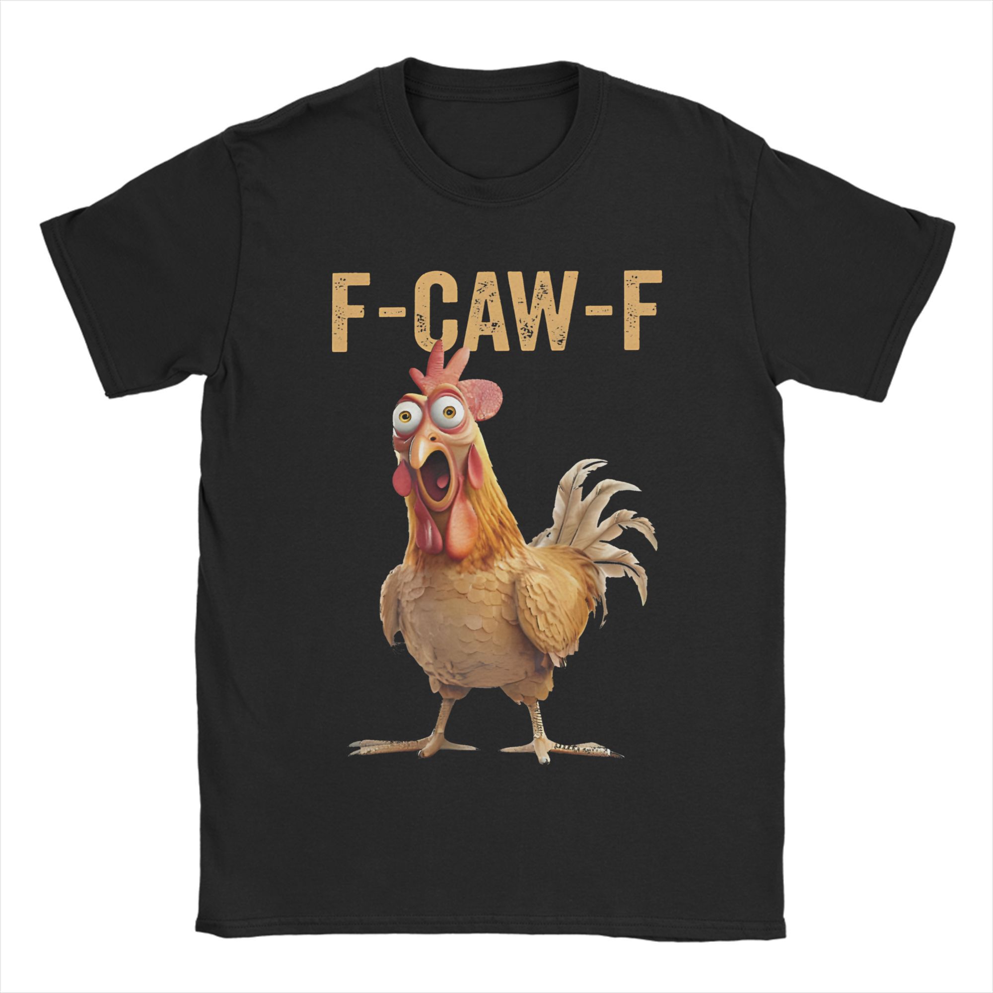 

F CAW F Chicken Funny Meme Black Crow F-Caw-F Black Bird Merch Unisex T Shirt Cotton Tee Graphic Printed T-shirt Clothing L