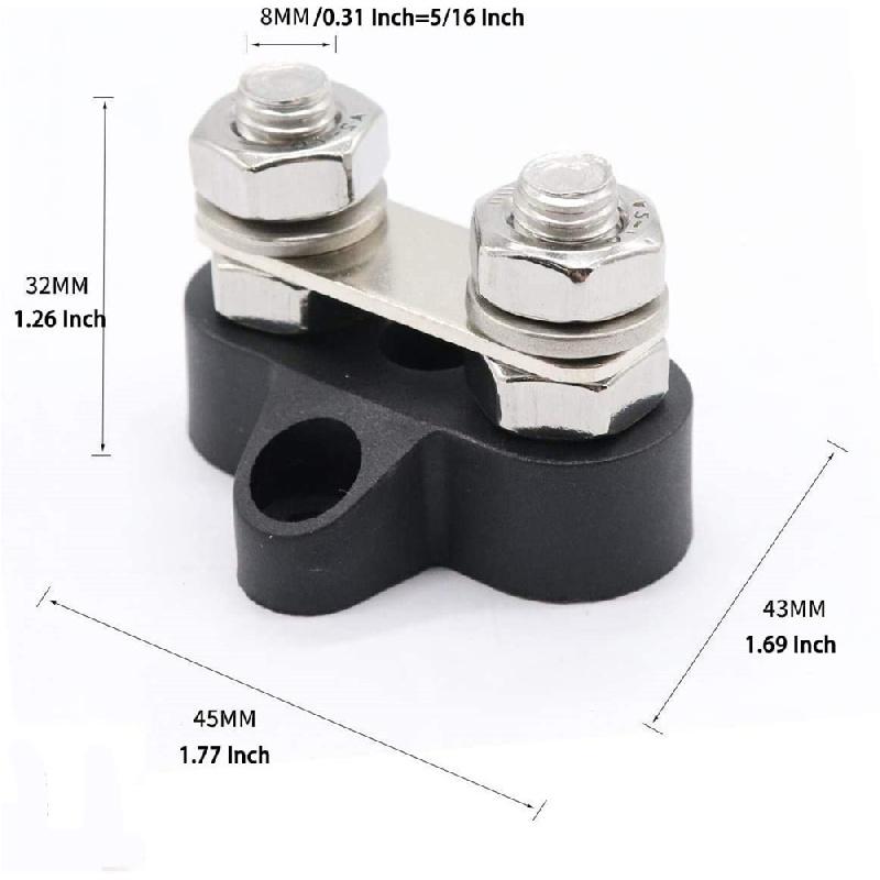 Set Of Terminal Blocks For Power Distribution 48 V Dc, Maximum Diameter M8, Double, Reinforced, With Positive And Negative Terminals