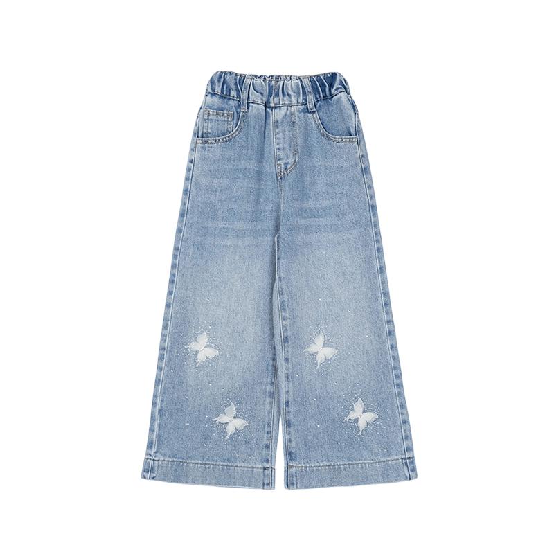 Fulomi Girls Fashionable Loose Straight-Leg Jeans 160