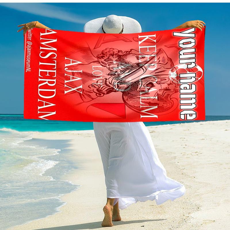 Personalized customized proof beach towel with AFC Ajax logo pattern - soft, absorbent,quick-drying,perfect