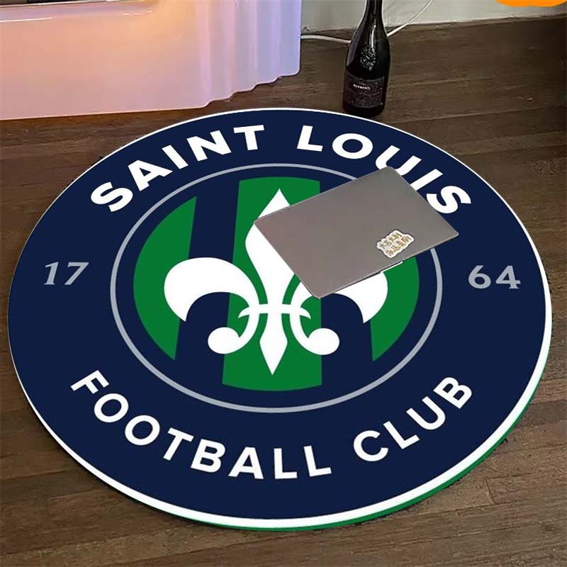 Saint Louis FC Fleur-de-lis Circular Area Rug American Football Club Round Floor Carpet Gaming Chair Living Room Bedroom Home Decor Mat