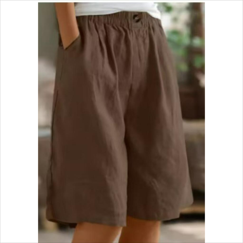 Cotton and Linen Shorts, Women's Summer Clothes, Women's Five-point Pants, Loose High-waisted Women's Trousers