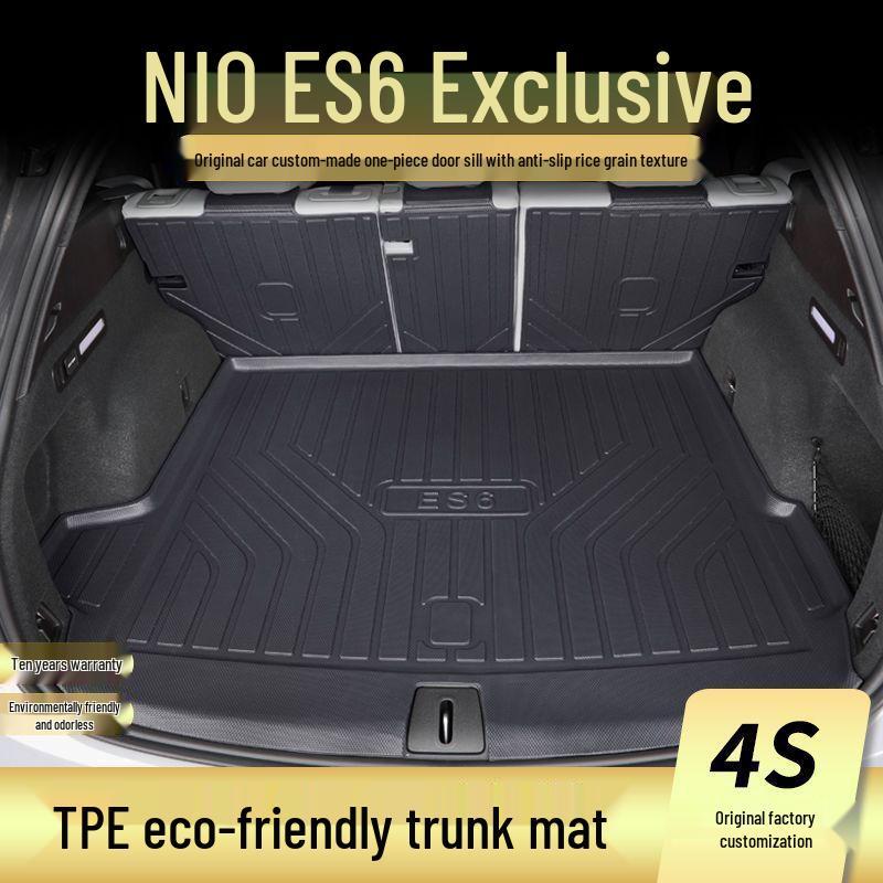Compatible with 25 NIO ES6 models: TPE trunk mat, tailgate mat, door sill mat, and trunk cover.