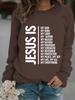 Women's Casual Long-Sleeve Slogan Print Round Neck Pullover Hoodie