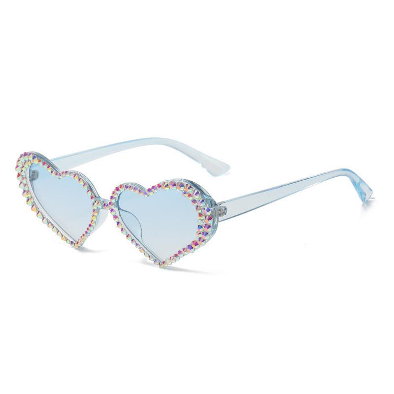 Fashionable Heart Shaped Sunglasses With Grey Lenses And Rhinestone Embellishments StyleG
