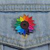 Rainbow Sunflowers Brooch Pins Fashionable Sturdy Alloy Jewelry Decoration for Women and Teens Versatile Accessory