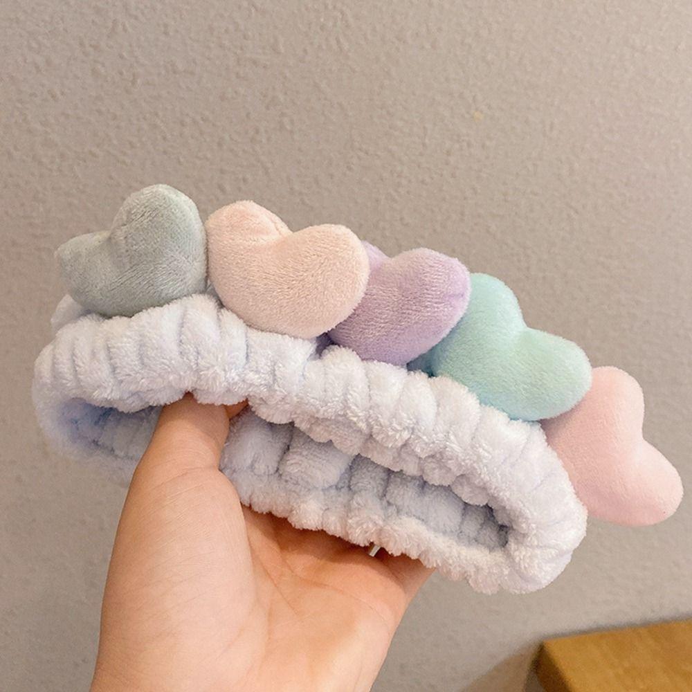 

Сердце эластичный тюрбан для волос женские аксессуары для волос мытье лица резинка для волос мультфильм плюшевая повязка на голову синий