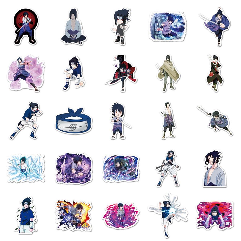 50 Sheet Sasuke Stickers Naruto Anime Decoration for Journal or Tablet