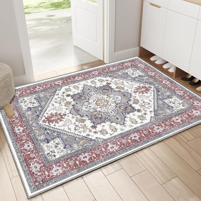 Boho Persian Geometric Pattern Door Mat Classic Home Decor Non-Slip Carpet Ethnic Style Art Line Entrance Rug for Indoor Outdoor