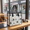 Cute Ghost Pattern Canvas Tote Bag for Daily Shopping Portable Durable Women Casual Handbag