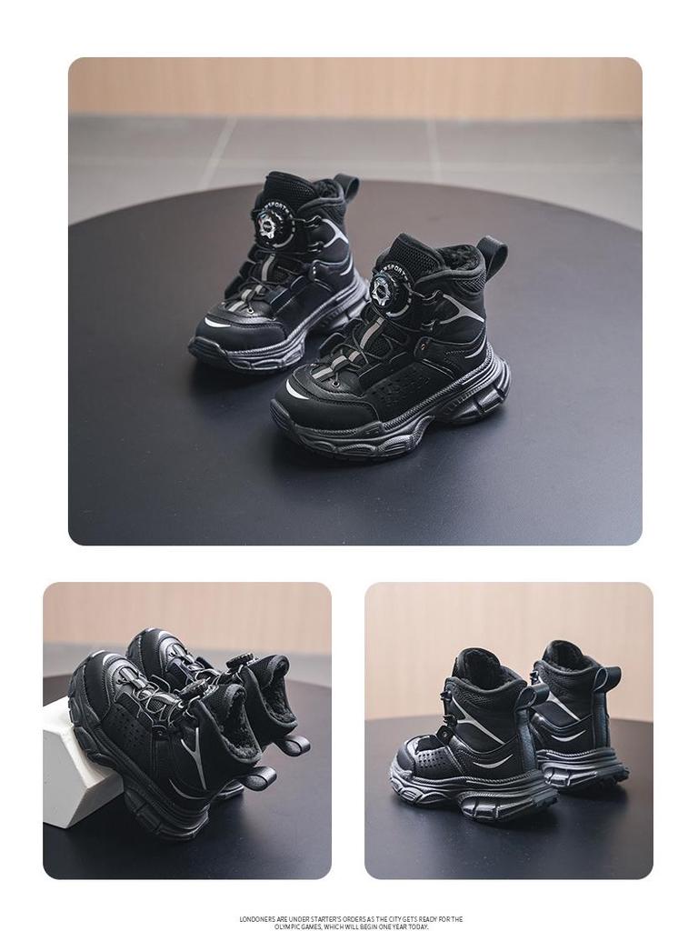 2025 Winter Kids' Fleece-Lined Korean Style Versatile Cotton Shoes - Boys' & Girls' Casual Sports Footwear