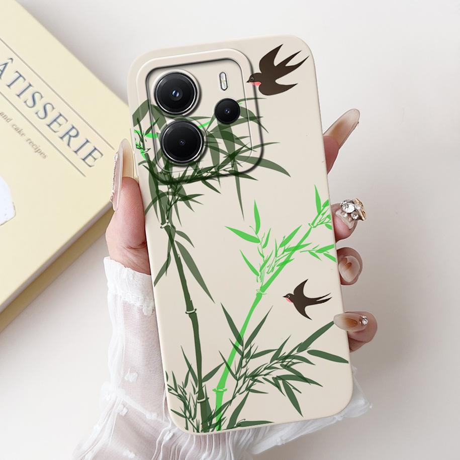For Xiaomi Redmi Note 14 4G European Case Beautiful Sunset Bamboo Girls Soft Silicone Protective Cover on Redmi Note14 EU Bumper