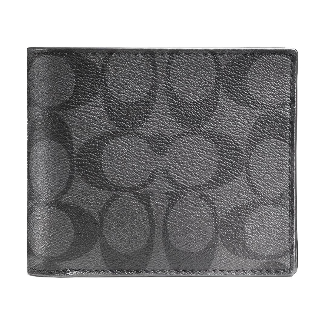 

New COACH Men 3 IN 1 Wallet Charcoal/Black 74993-CQBK 10.9*3.0*9.4CM