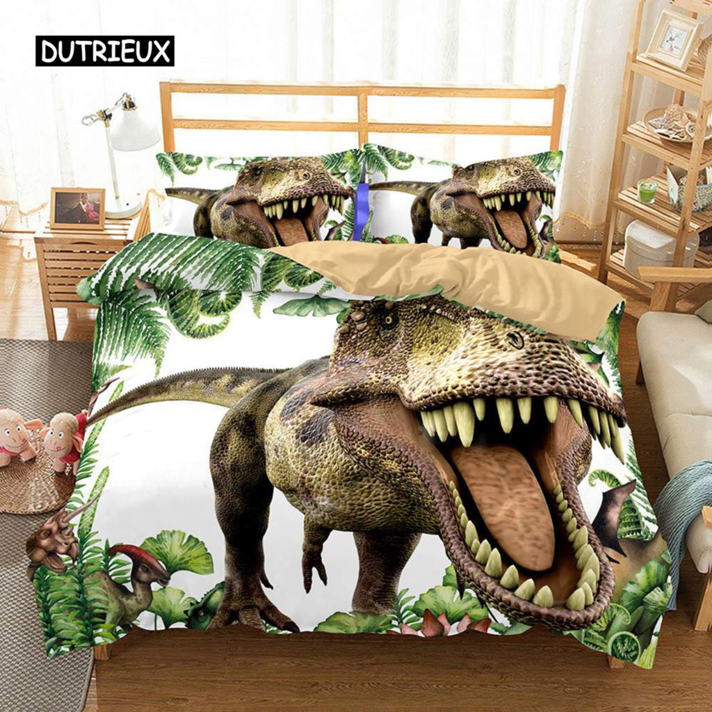 Povlečení na peřinu s dinosaury, černým motivem evoluce, vyhynulých predátorů a zvířat, sada ložního prádla, celá manželská postel, velikost Queen, velikost King, polyesterová prošívaná deka