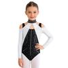 Kombinezon Gimnastyczny dla Dziewcząt Wycięcia Siateczkowe Patchwork Błyszczące Cyrkonie Color Block Body Baletowe