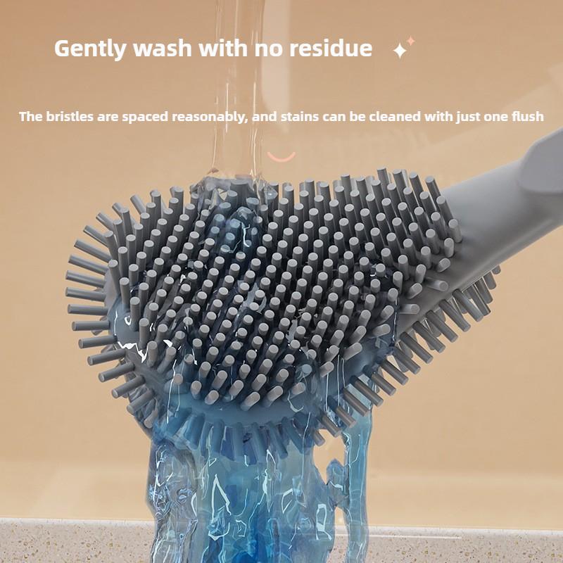 Wall Mounted Household Toilet Brush, No Dead Angles, Long-handled Bathroom Cleaning Tool, with Toilet Base for Deep Cleaning.