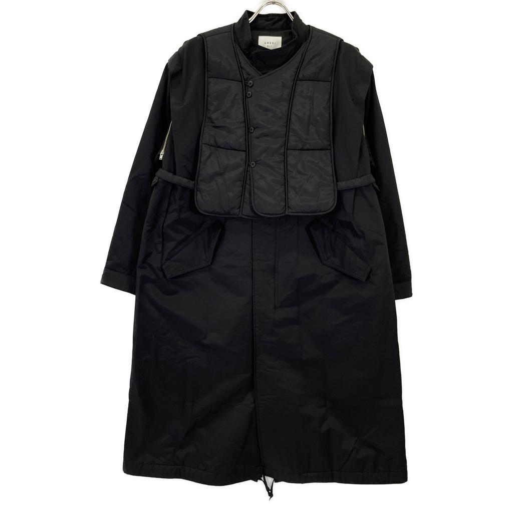 AMERI 01320720740 Black Nylon Manyway Quilted Mod Coat Coat S blackUsed