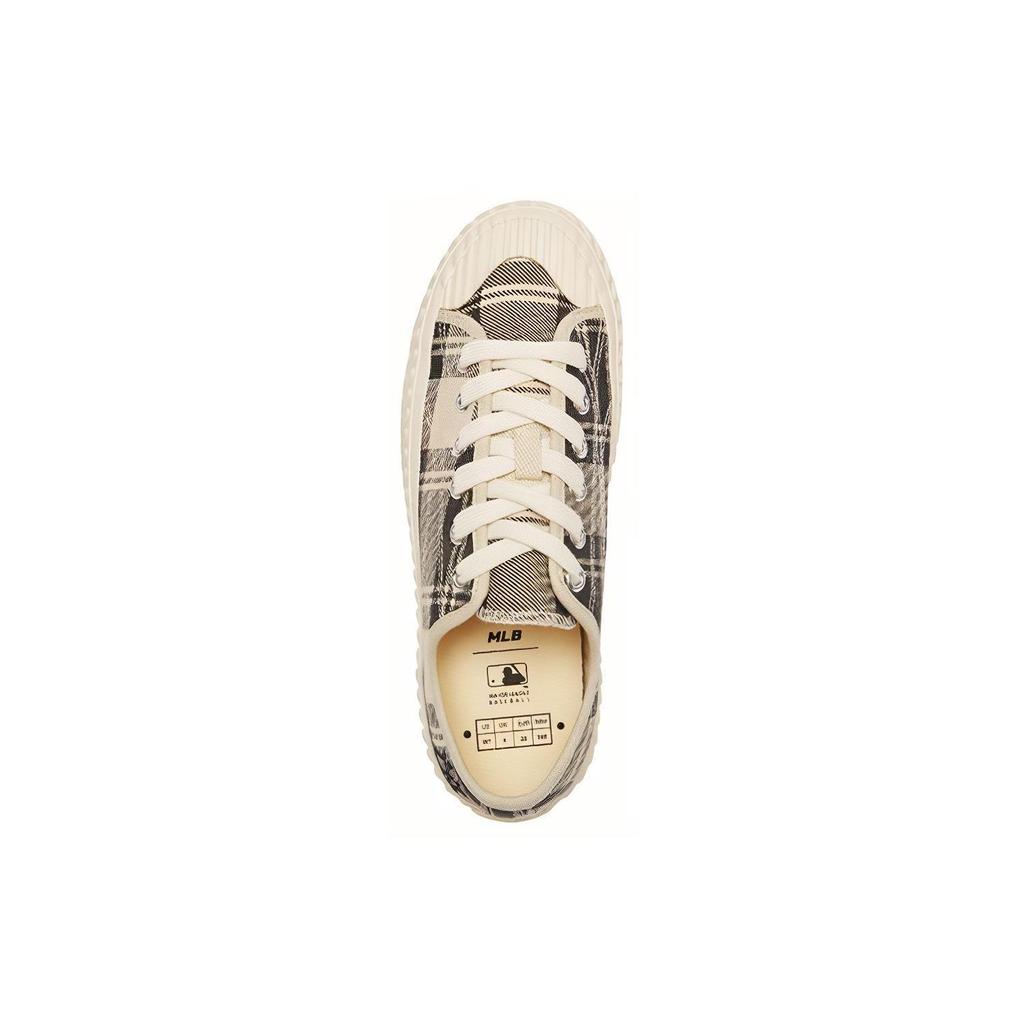 MLB Playball Check Plaid Casual Trend Non-Slip Low-Top Canvas Shoes Unisex sneaker Beige 3ACVVC21N-50CRS