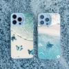 Blue Butterfly Ocean Waves Phone Case For iPhone 14 13 12 11 Pro Max 16 15 Pro Max 13 Mini 16 15 14 Plus Shockproof Laser Covers