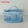 Stylish Ocean Blue Mesh Cosmetic Bag For Girls With Embroidery And Breathable Design